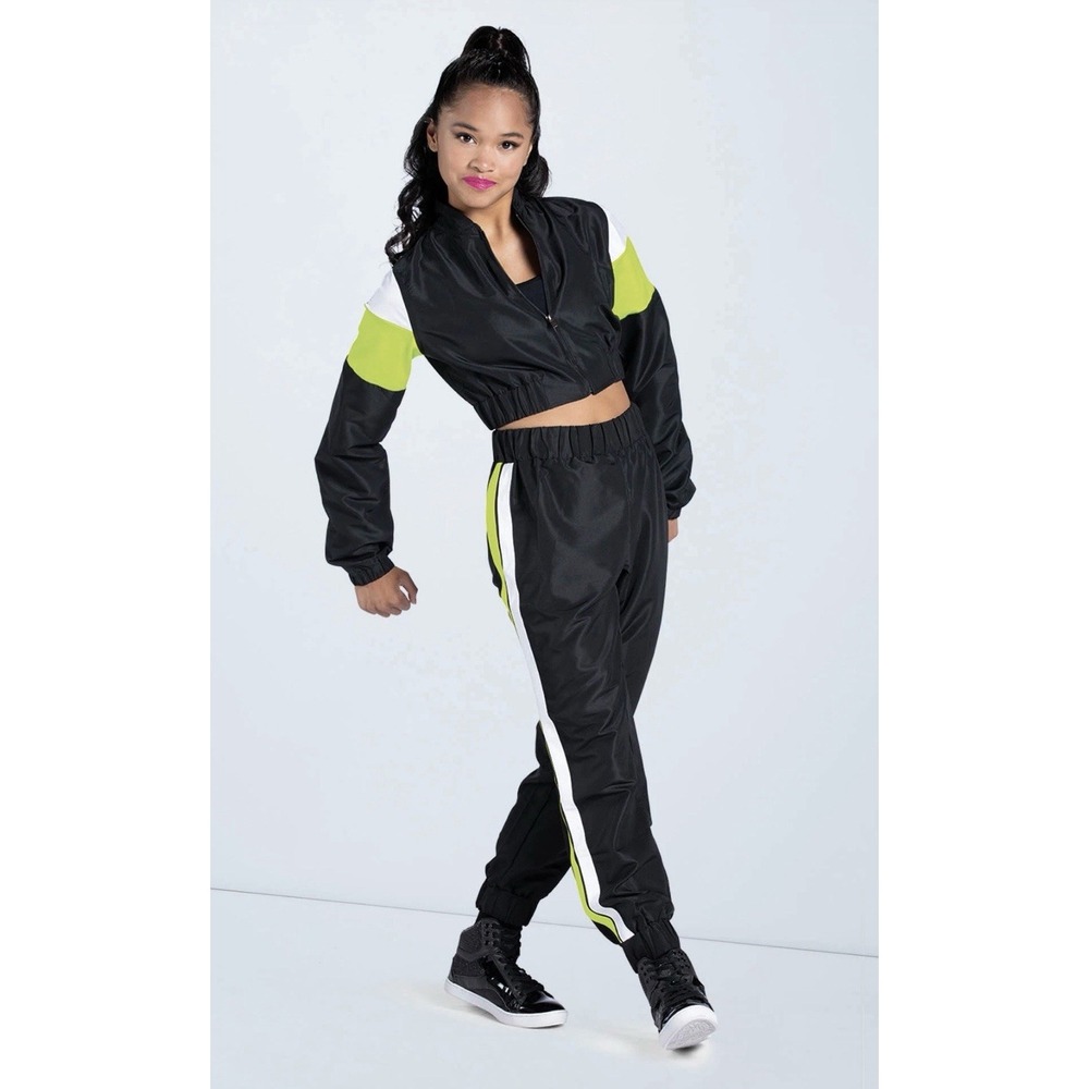 Balera Medium Child Hip Hop Dance Costume Tracksuit Neon Crop Jacket Pants